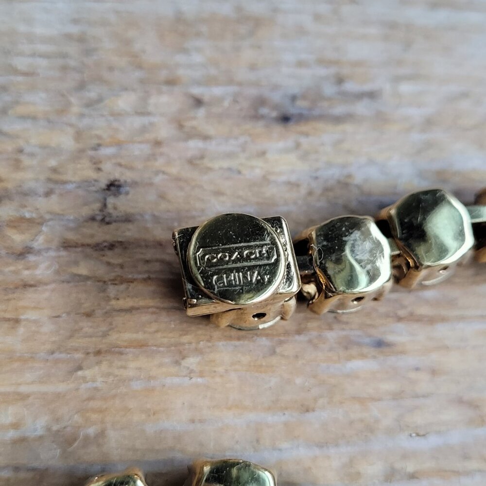Coach Vintage Pave Swarovski Crystal Strand Gold Plated Cupchain Bangle Bracelet - Picture 4 of 6